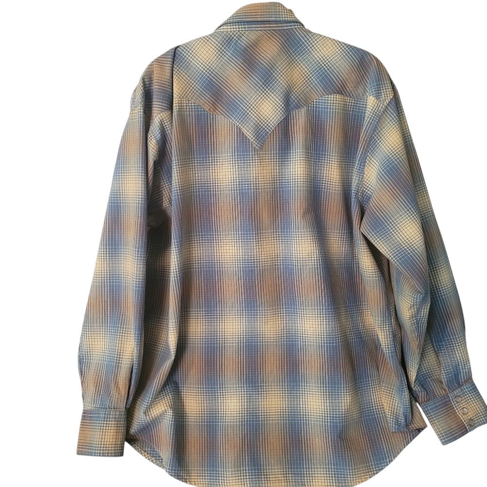 Wrangler vintage mens plaid western cowboy snap down shirt - XL.         L50 - Picture 9 of 9